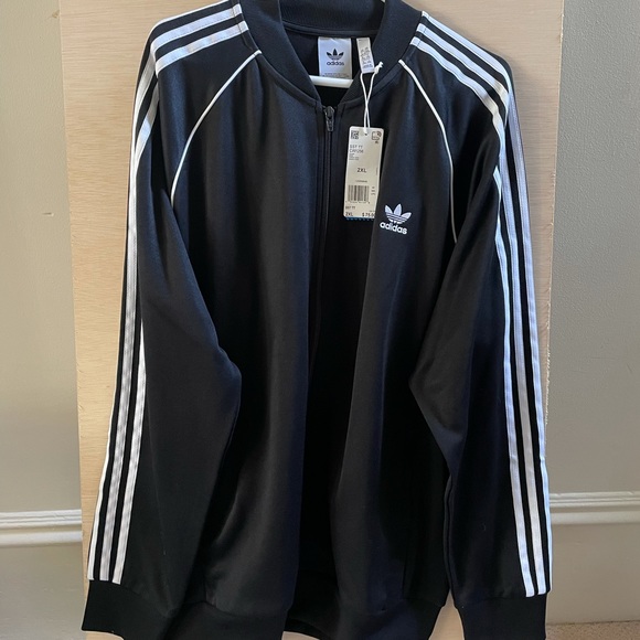 Adidas track suit black 2xl zip up jacket and black XL pants NEW never worn. - Picture 1 of 6